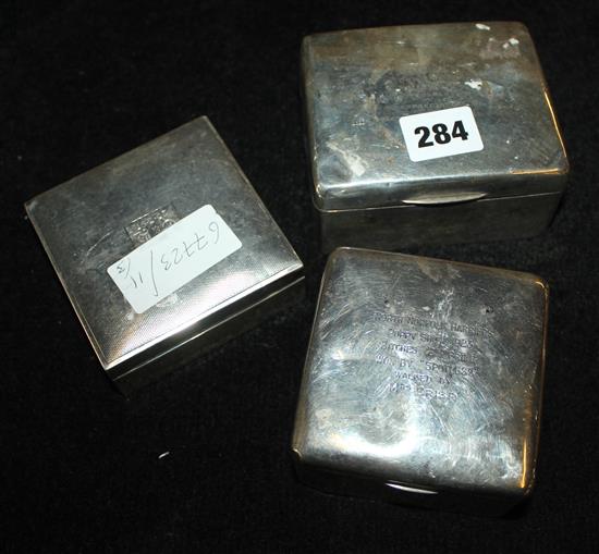 3 silver cigarette boxes